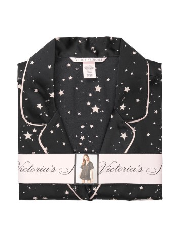Сатинова піжама VS Satin Short Pj Set print Black stars