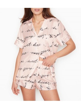 Сатинова піжама VS Satin Short Pj Set Signature Stripe Dream print