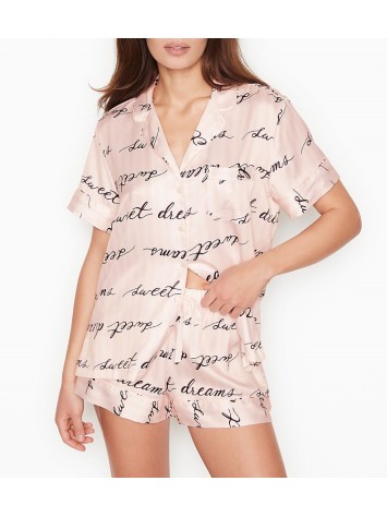 Сатинова піжама VS Satin Short Pj Set Signature Stripe Dream print