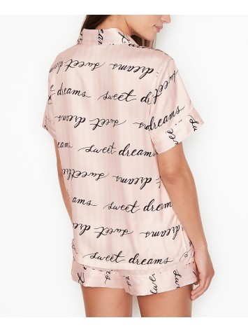 Сатинова піжама VS Satin Short Pj Set Signature Stripe Dream print