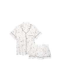 Сатинова піжама VS Satin Short White Pj Set print stars