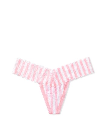 Трусики стринги Victoria's Secret Cotton Lace-up Thong Panty Iconic Stripe