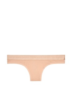 Трусики стринги Victoria’s Secret Cotton Logo Thong Panty Beige