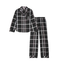 Пижама Victoria’s Secret Flannel Long PJ Set Black Big Plaid
