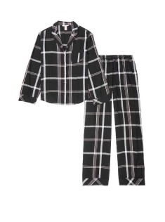 Піжама Victoria's Secret Flannel Long PJ Set Black Big Plaid