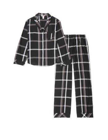 Пижама Victoria’s Secret Flannel Long PJ Set Black Big Plaid