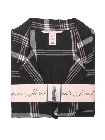 Піжама Victoria's Secret Flannel Long PJ Set Black Big Plaid