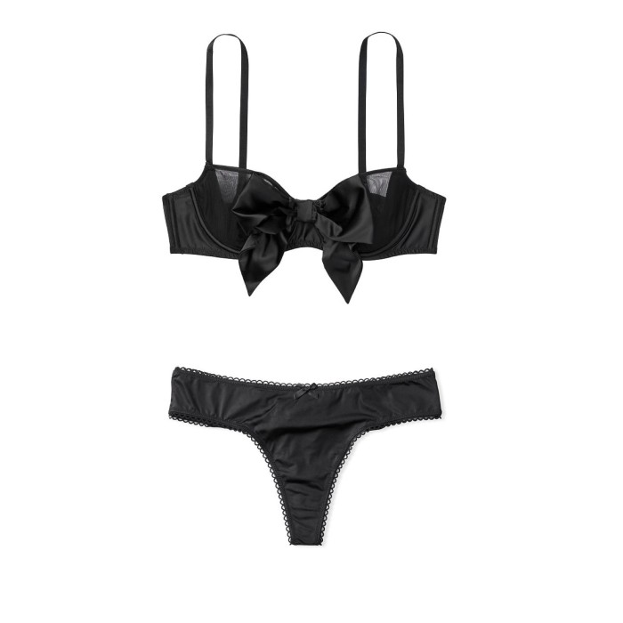 Комплект білизни DREAM ANGELS Black Lace-up Balconette Bustier & Thong panty