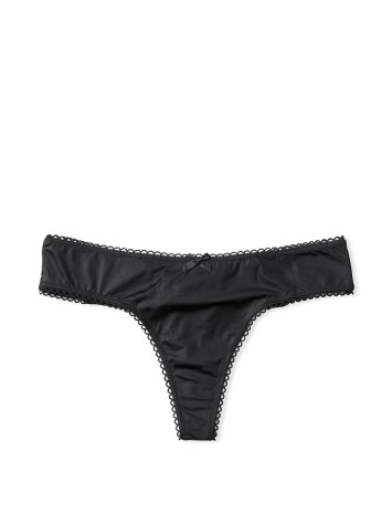 Трусики стрінги VS Black Micro Satin Bow Thong Panty