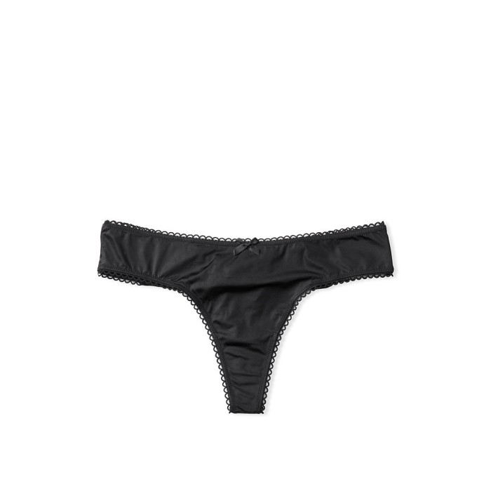 Трусики стрінги VS Black Micro Satin Bow Thong Panty
