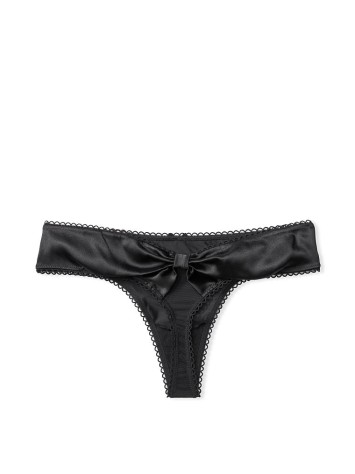 Трусики стрінги VS Black Micro Satin Bow Thong Panty