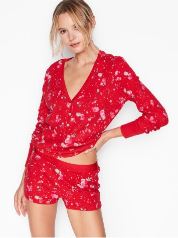 Піжама Victoria's Secret Thermal PJ Set Red print Flowers