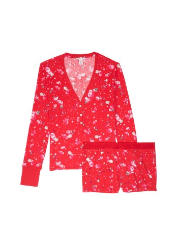 Піжама Victoria's Secret Thermal PJ Set Red print Flowers