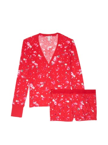 Піжама Victoria's Secret Thermal PJ Set Red print Flowers