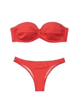 Купальник бандо с пушап Виктория Сикрет Bandeau Top Cheeky Red