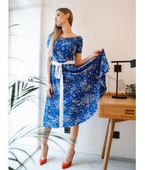 Літня сукня Zephyros з вирізом човника - принт синій волошка