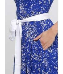 Літня сукня Zephyros з вирізом човника - принт синій волошка