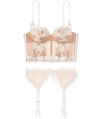 Балконетт Victoria’s Secret Beige Lace Bra/Garter/Panty 