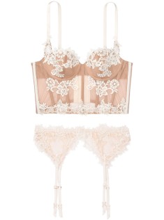 Балконет Victoria's Secret Beige Lace Bra/Garter/Panty