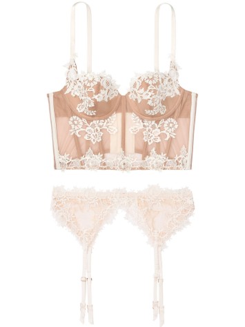 Балконет Victoria's Secret Beige Lace Bra/Garter/Panty