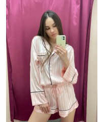 Сатинова піжама в рожеву смужку Victoria's Secret The Satin Short PJ Set