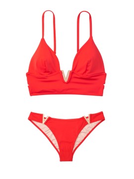 Купальник Вікторія Сікрет V-hardware Red Bralette & Brazilian panty