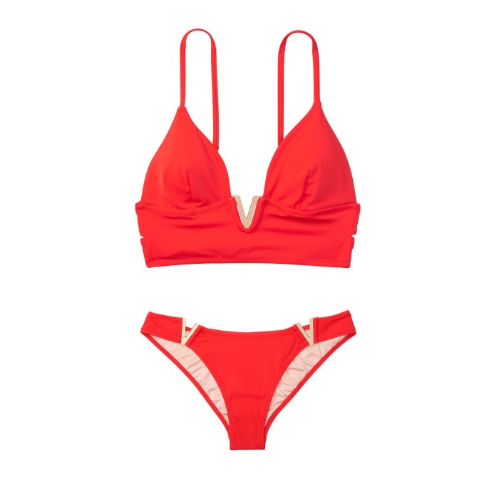 Купальник Вікторія Сікрет V-hardware Red Bralette &  Brazilian panty