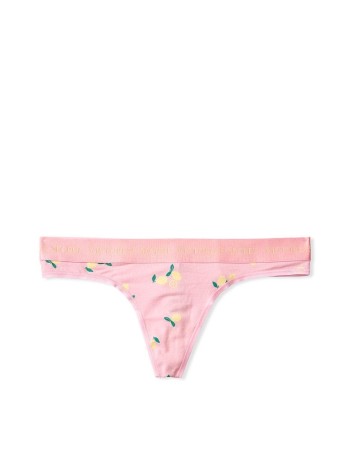 Трусики стрінги Victoria's Secret Cotton Thong Panty Pink Lime print