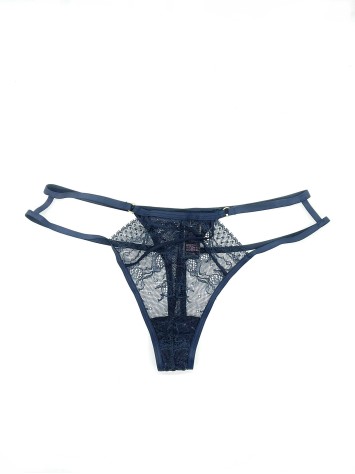 Трусики Вікторія Сікрет Very Sexy Strappy Lace Thong Panty Night Blue