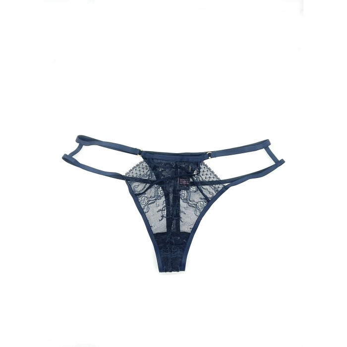 Трусики Виктория Сикрет Very Sexy Strappy Lace Thong Panty Night Blue
