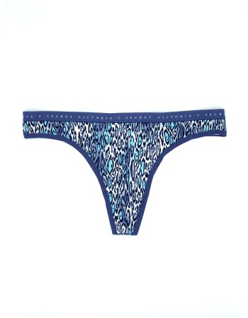 Трусики стринги Victoria's Secret Cotton Thong Panty Blue Leopard print 