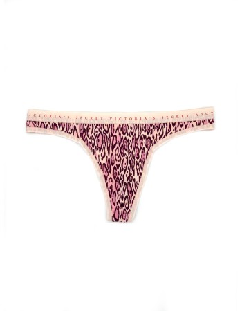 Трусики стрінги Victoria's Secret Cotton Thong Panty Pinky Leopard print