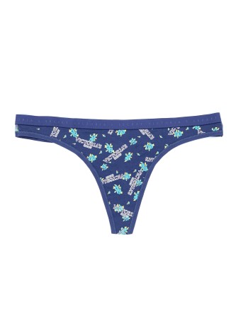 Трусики стрінги Victoria's Secret Cotton Thong Panty blue logo print