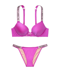 Купальник Вікторія Сікрет з подвійним пушапом Shine Strap SWIM Bikini panty Fuchsia