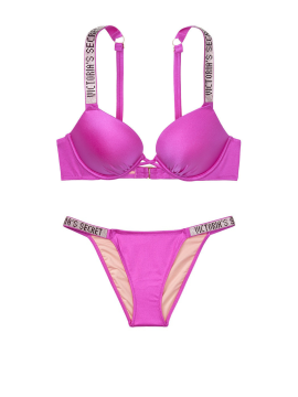 Купальник Вікторія Сікрет з подвійним пушапом Shine Strap SWIM Bikini panty Fuchsia
