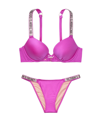 Купальник Вікторія Сікрет з подвійним пушапом Shine Strap SWIM Bikini panty Fuchsia