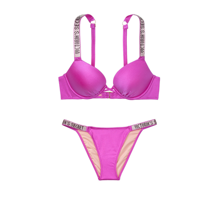 Купальник Вікторія Сікрет з подвійним пушапом Shine Strap SWIM Bikini panty Fuchsia
