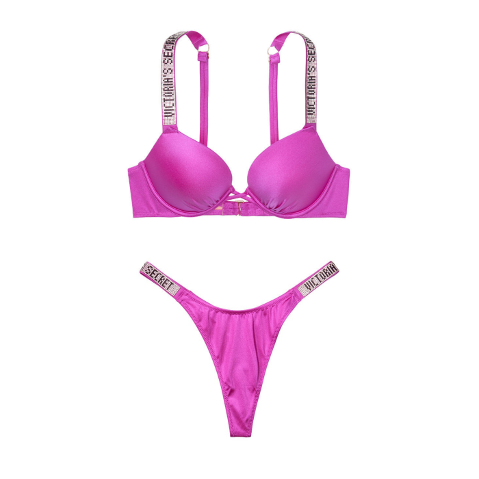 Купальник Вікторія Сікрет з подвійним пушапом Shine Strap SWIM Fuchsia