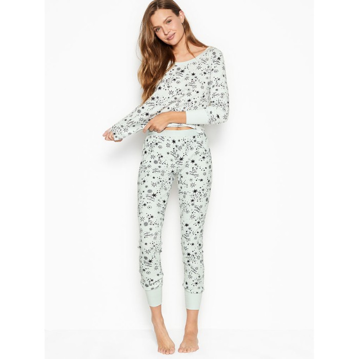 Піжама Victoria's Secret Thermal Long PJ Set Blue Starry Sky