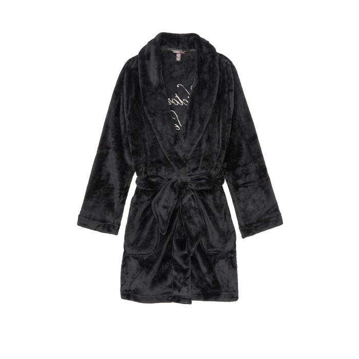 Black Logo Short Cozy Robe - халат Виктория Сикрет