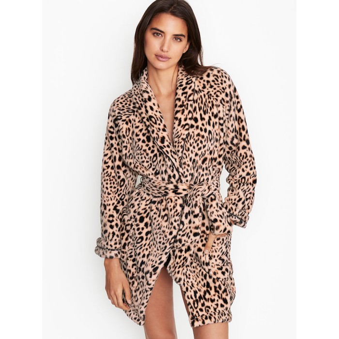 Халат Victoria’s Secret Logo Short Cozy Robe Leopard