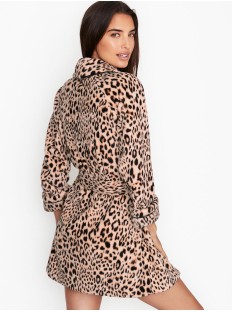 Халат Victoria's Secret Logo Short Cozy Robe Leopard