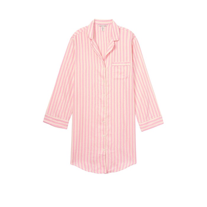 Нічна сорочка Victoria's Secret Cotton Flannel Sleepshirt Pink Stripe