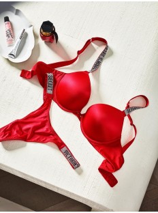 Комплект білизни Victoria's Secret Very Sexy Embellished Strap Push-up Bra set Lipstick