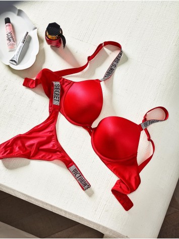 Комплект білизни Victoria's Secret Very Sexy Embellished Strap Push-up Bra set Lipstick