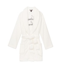 Logo Short Cozy Robe Ivory - халат Вікторія