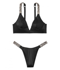 Комплект белья Victoria’s Secret Jeweled Shine Strap Black Leopard