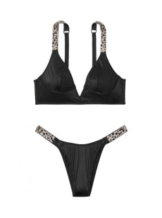 Комплект білизни Victoria's Secret Jeweled Shine Strap Black Leopard