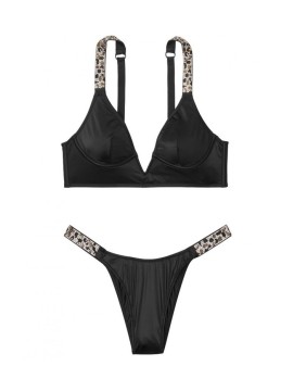 Комплект білизни Victoria's Secret Jeweled Shine Strap Black Leopard