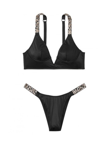Комплект білизни Victoria's Secret Jeweled Shine Strap Black Leopard